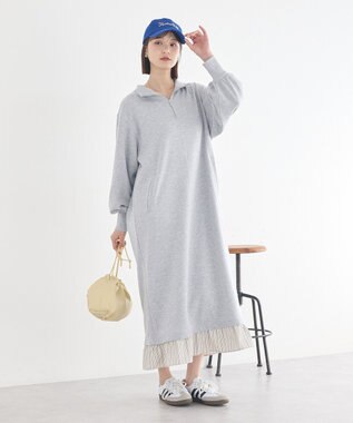 earth music&ecology レイヤーヘムワンピース Gray Mixture