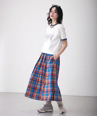 J.PRESS YORK STREET 【WOMEN】チェックフレアスカート ブルー系3