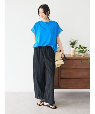 CRAFT STANDARD BOUTIQUE レーススリーブカットプルオーバー Blue