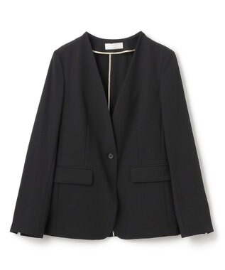 BEIGE， 【洗える・L-size】ALAINA / Vネックカラージャケット Black