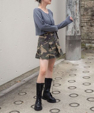 WEGO リボンリブカーディガン グレー