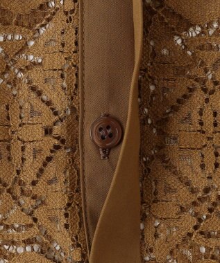 ICB 【洗える】タイルパターンレース バンドカラーシャツ キャメル系