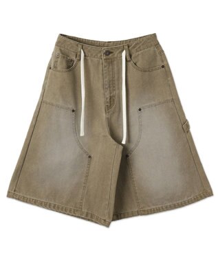 WEGO ウエストドロストダブルニーバギーハーフパンツ ベージュその他