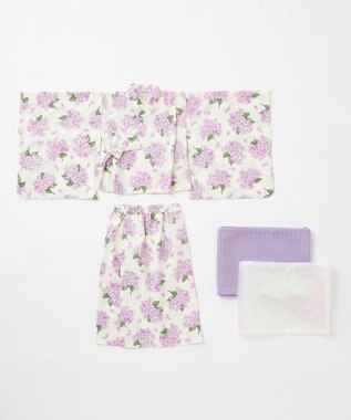 ANY KIDS ロング丈 浴衣 セット オフホワイト×アジサイ