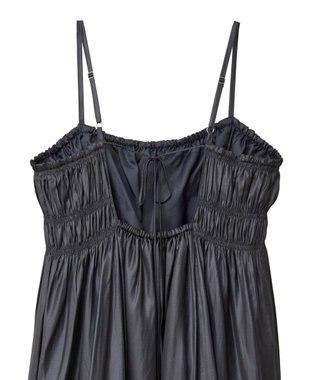 Green Parks レザー風キャミワンピース Black