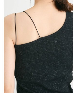 Green Parks カップ付きアシンメトリーラメタンクトップ Black