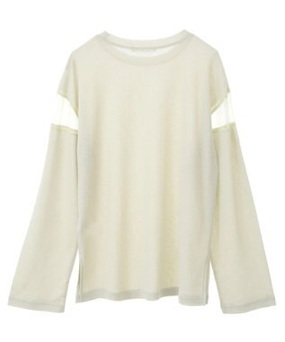 Green Parks シアー切替長袖プルオーバー Lime Green