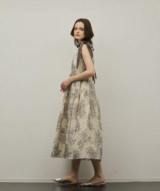 GRACE CONTINENTAL シアージャガードティアードワンピース ベージュ