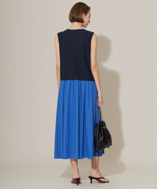 ICB L 【接触冷感・UVカット・洗える】アトラストリコット コンビドレス ネイビー×ラピスラズリ系