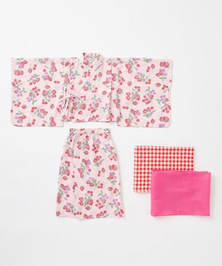 ANY KIDS ロング丈 浴衣 セット ピンク×イチゴ