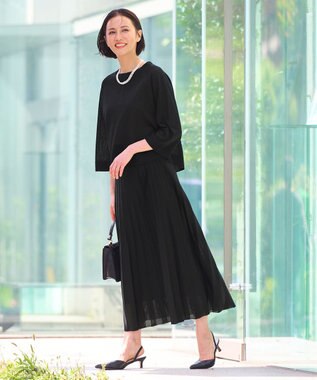 自由区 【セットアップ対応・洗える】ヴィスコースシアー ニット ネイビー系