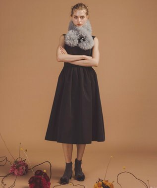 TOCCA 【ブローチ取り外し可】VELVET RIBBON FURTIPPET ティペット ブルー系