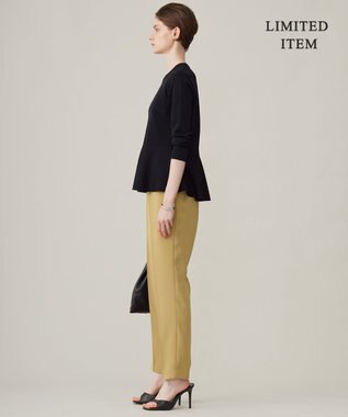 ICB L 【WEB限定・洗える】シンセティックヤーンスムース ペプラムニット ブラック系