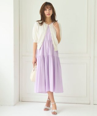 Feroux 【洗える】ドロストデザイン ワンピース ライラック系