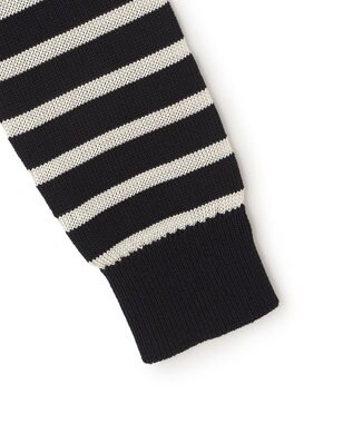 BEIGE， HELIODOR / レーヨンボーダーマリンボタンニット Navy × Ecru