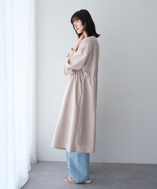YECCA VECCA ノーカラーラペルロングコート Gray Beige