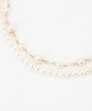 ANY SIS ビジューパール調2連 ネックレス ライトゴールド
