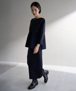 UNFILO ポリエステルフォルム Ｉラインスカート ネイビー