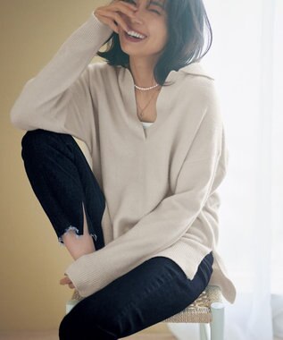 ふわふわ スキッパーニット