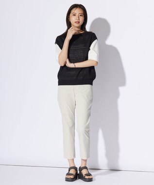 J.PRESS LADIES L 【洗える】PATTERN ニット ベスト ブラック系