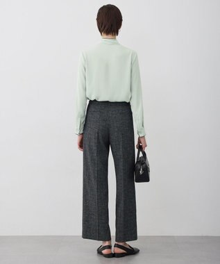 ICB L 【新色追加】BackSatinAmunzen 配色ボウタイブラウス スモークグリーン