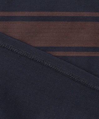 23区 L 【洗える】ランダムボーダー フレンチスリーブ カットソー ブラウン×ネイビーボーダー