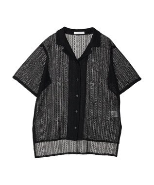 Green Parks レース開襟ブラウス Black