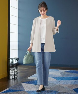 Tiaclasse 【安田美沙子さん/小倉優子さん着用】【洗える】ストレッチワイドデニム ブルー