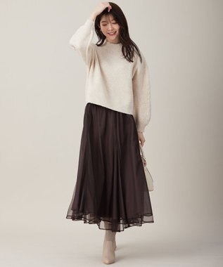 ANY SIS 【洗える】袖ケーブルショート ニット アイボリー