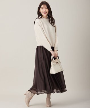 ANY SIS 【洗える】袖ケーブルショート ニット アイボリー