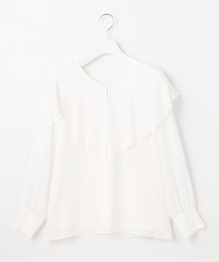 自由区 【XSサイズ～/洗える】ロイヤルシフォン ラッフルブラウス アイボリー系