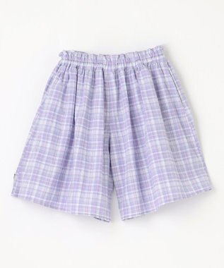 ANY KIDS チェック柄 ショート パンツ ラベンダー系チェック