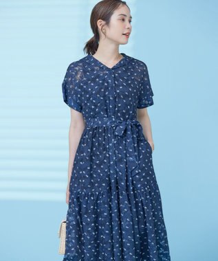 組曲 S 【WEB限定】フラワーボーダージャガードプリント ワンピース ネイビー系5