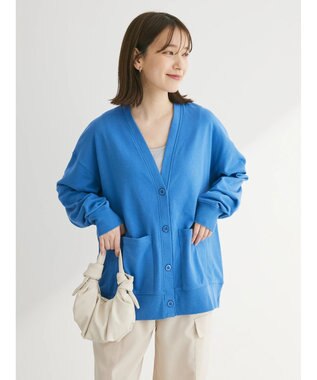 Green Parks ミニ裏毛Ｖネックカーディガン Blue