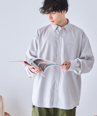 WEGO イージーケアオックスフォードシャツ グレーストライプ