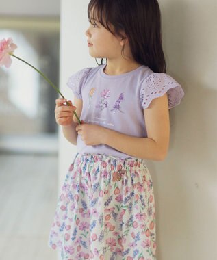 ANY KIDS フラワー スパンコール Tシャツ サックスブルー