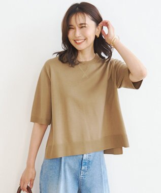 UNFILO L ブライトヤーンニット ハーフスリーブ キャメル