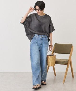 AMERICAN HOLIC 【先行予約】ボーダーコクーンプルオーバー Chacoal Gray
