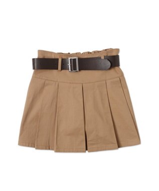 WEGO ベルト付チノプリーツスカパン ベージュ