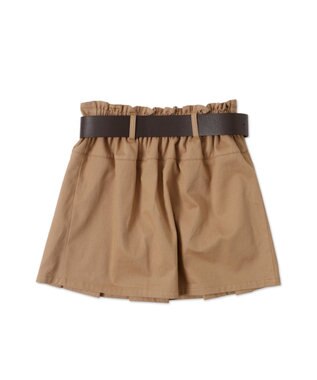 WEGO ベルト付チノプリーツスカパン ベージュ