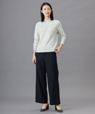 J.PRESS LADIES 【洗える】チェルビック セミワイド パンツ ネイビー系