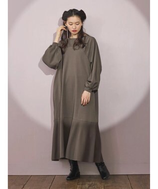 Green Parks ■ＥＳＣＡＲ　ギャザーヨークキリカエワンピース Charcoal Gray