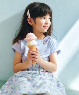 ANY KIDS 【接触冷感】ひんやり ドッキングワンピース サックスブルー×花柄