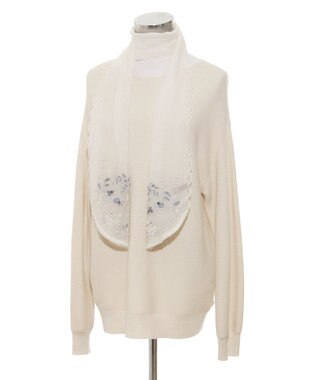 MOONBAT ルナルーチェ ロカ CHANDNI シルクコットン ビーズ刺繍ストール オフホワイト