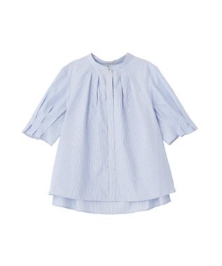 Green Parks タックショートスリーブブラウス Stripe