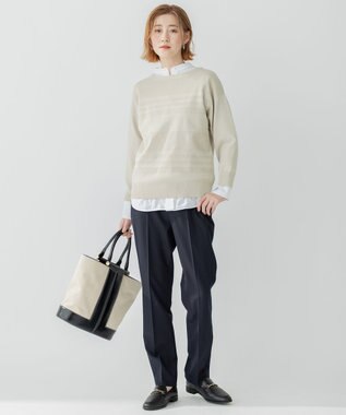 23区 【洗える】ラスターコットンポリエステル ニット ベージュ系