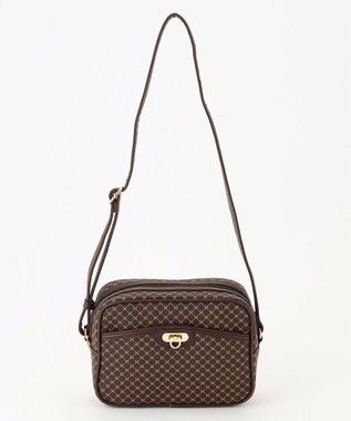 ANY クラシックラウンドショルダーバッグ ブラウン×ベージュ柄