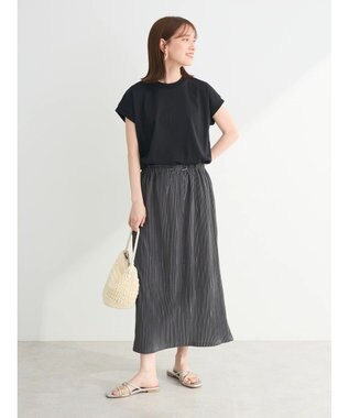 Green Parks プリーツドッキングフレンチワンピース Dark Gray