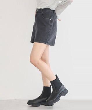 earth music&ecology フリンジロゴデニムショートパンツ Black