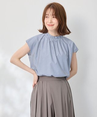 ANY 【抗菌防臭/速乾/手洗い可】エニィファンクション ノースリーブブラウス ブルーロンスト